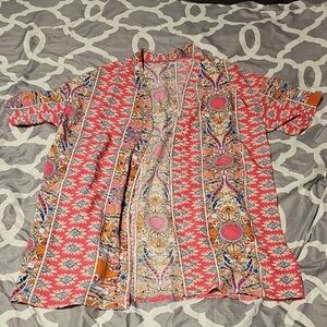 Vibrant Pink and Orange Patterned Shirt